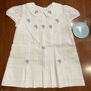 Little English white dress with blue flowers